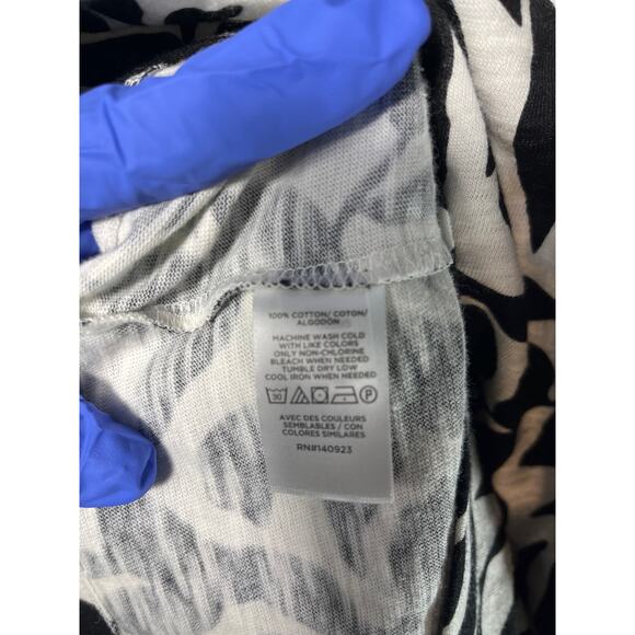 NWT Loft  Petite Small Black White Women’s Floral Short Sleeve 100% Cotton Dress - Picture 4 of 4